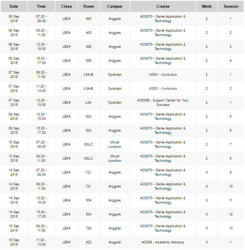 Jadwal AO